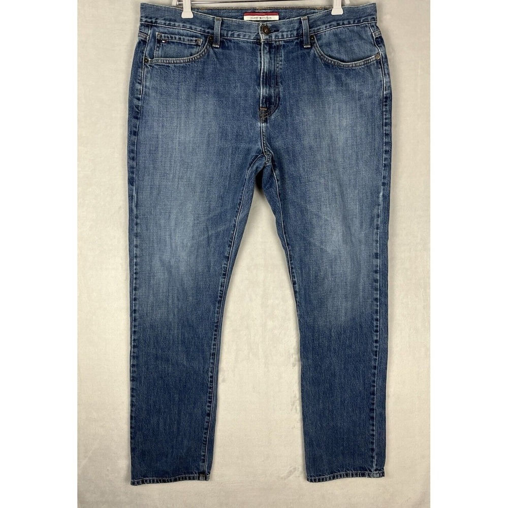 Tommy Hilfiger Straight Jeans Mens 38x34 Blue Droite Vtg 90s Cowboy Denim Exc